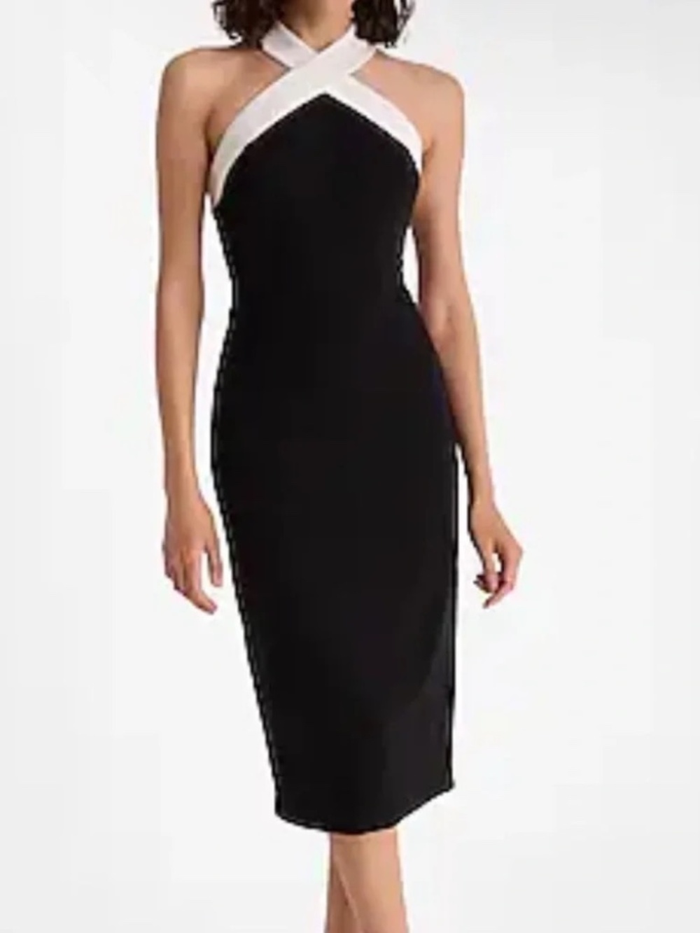 Express Tipped Halter Sleeveless Midi Sheath Dress